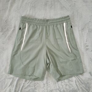 Motion Mens Small Trail Shorts Dusty Palm Green Elastic Drawstring Waist Pockets